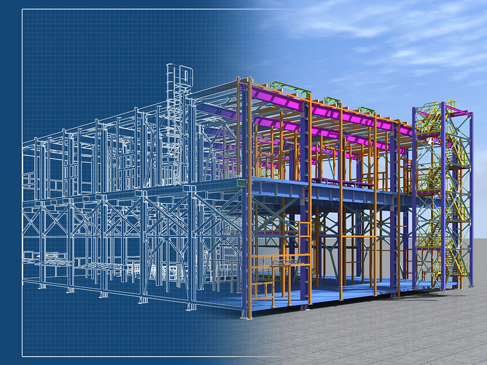 Building Information Model of metal structure. 3D BIM model.