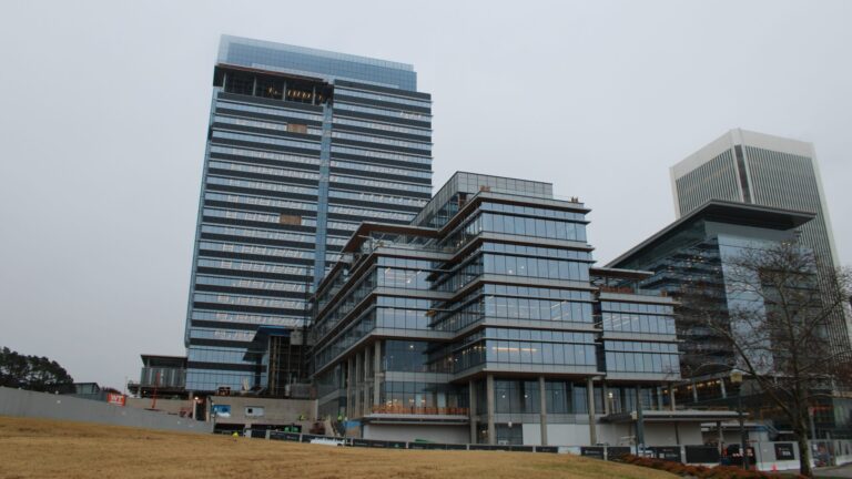 An image of the new CoStar building nearing the end of construction