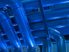 blue industrial pipes